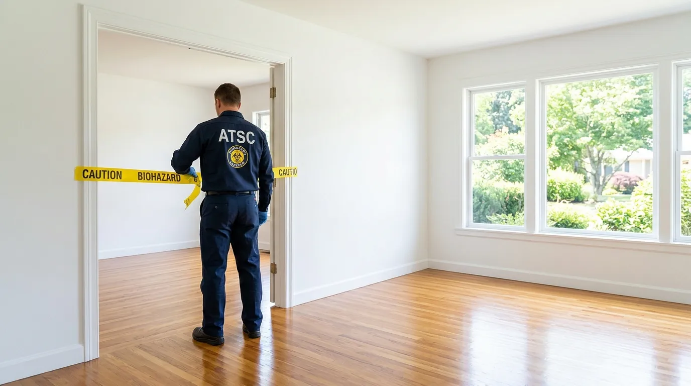 Certified biohazard cleanup crew performing Trauma Scene Cleanup in Olmsted Falls